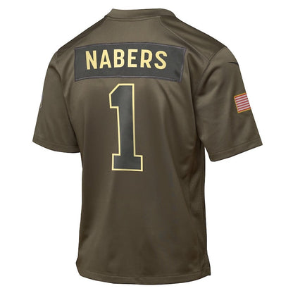 Malik Nabers 1 New York Giants 2025 Salute to Service YOUTH Jersey - Olive
