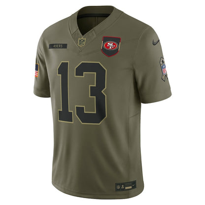 Brock Purdy 13 San Francisco 49ers 2025 Salute To Service Men Jersey - Olive