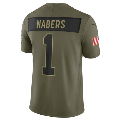 Malik Nabers 1 New York Giants 2025 Salute To Service Men Jersey - Olive