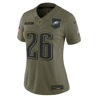 Saquon Barkley 26 Philadelphia Eagles Women's 2025 Salute to Service Limited Jersey - Olive