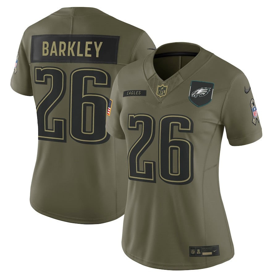 Saquon Barkley 26 Philadelphia Eagles Women's 2025 Salute to Service Limited Jersey - Olive