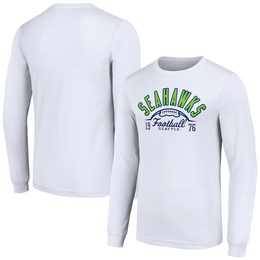 Seattle Seahawks Long Sleeve T-Shirt – Founding Year Football Design - White