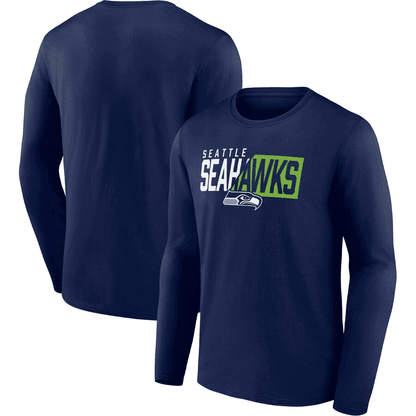 Seattle Seahawks Navy Long Sleeve T-Shirt – Team Wordmark Logo
