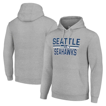 Seattle Seahawks Sport Grey Logo Stacked Distressed Graphic Hoodie