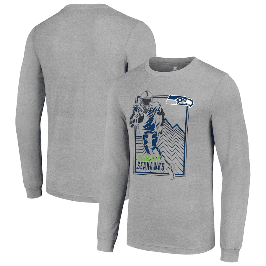 Seattle Seahawks Geometric Player Motion Graphic Long Sleeve T-Shirt - Sport Grey