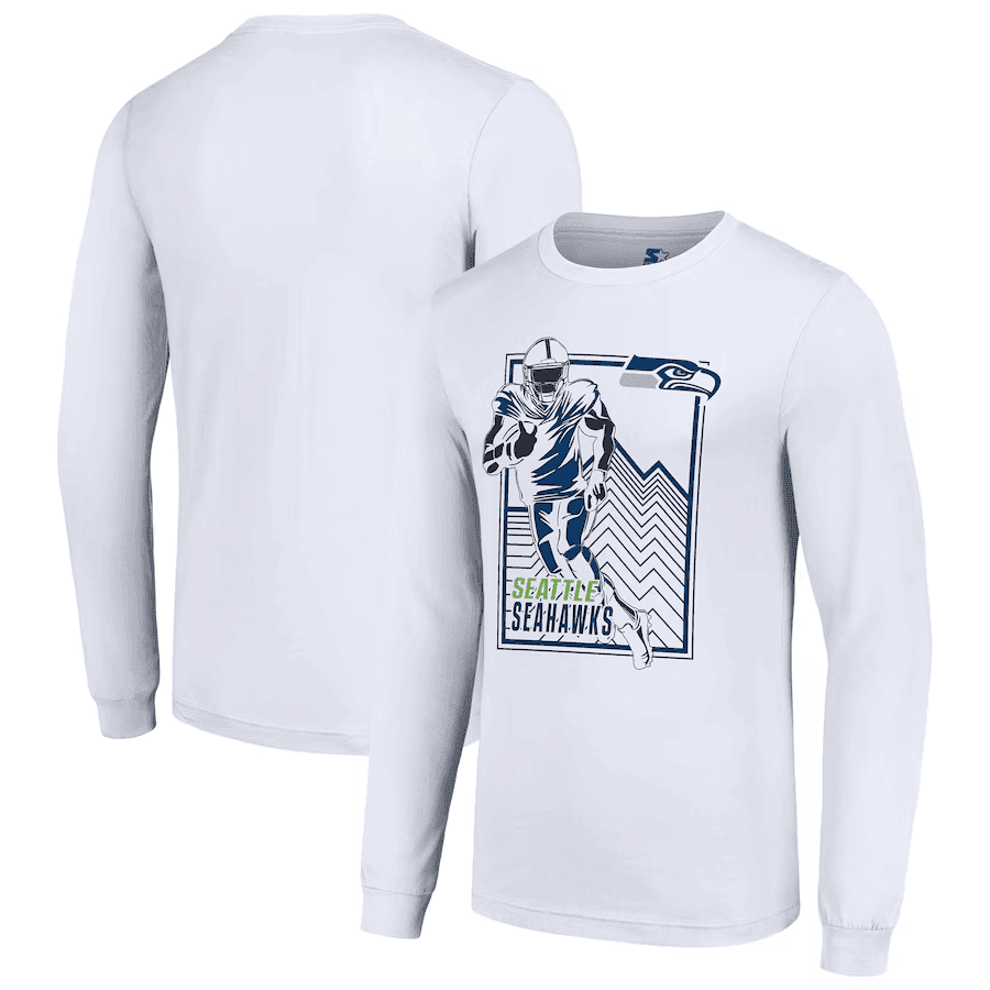 Seattle Seahawks Geometric Player Motion Graphic Long Sleeve T-Shirt - White