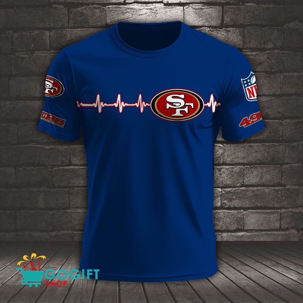 San Francisco 49ers Heart Beat Simple Style All Over Printed T-shirt