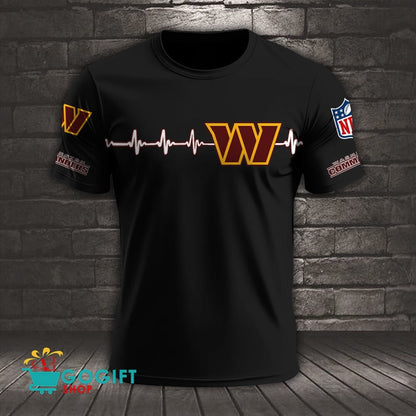 Washington Commanders Heart Beat Simple Style All Over Printed T-shirt