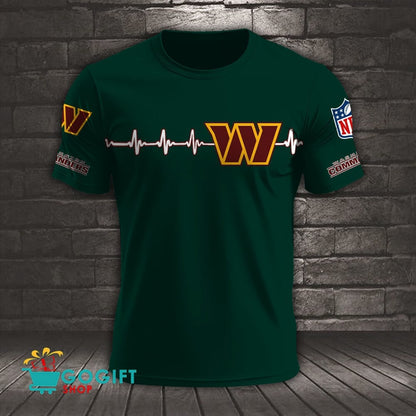 Washington Commanders Heart Beat Simple Style All Over Printed T-shirt
