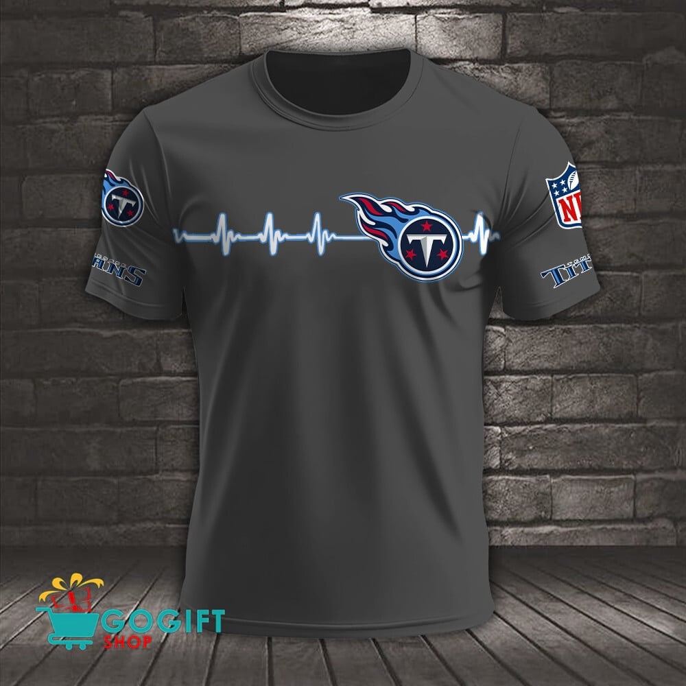 Tennessee Titans Heart Beat Simple Style All Over Printed T-shirt