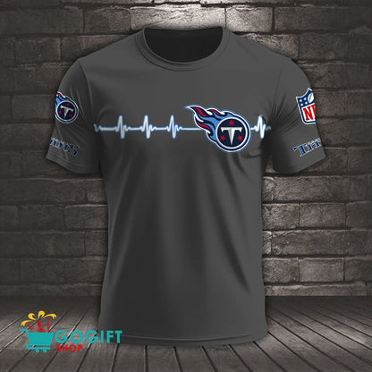 Tennessee Titans Heart Beat Simple Style All Over Printed T-shirt
