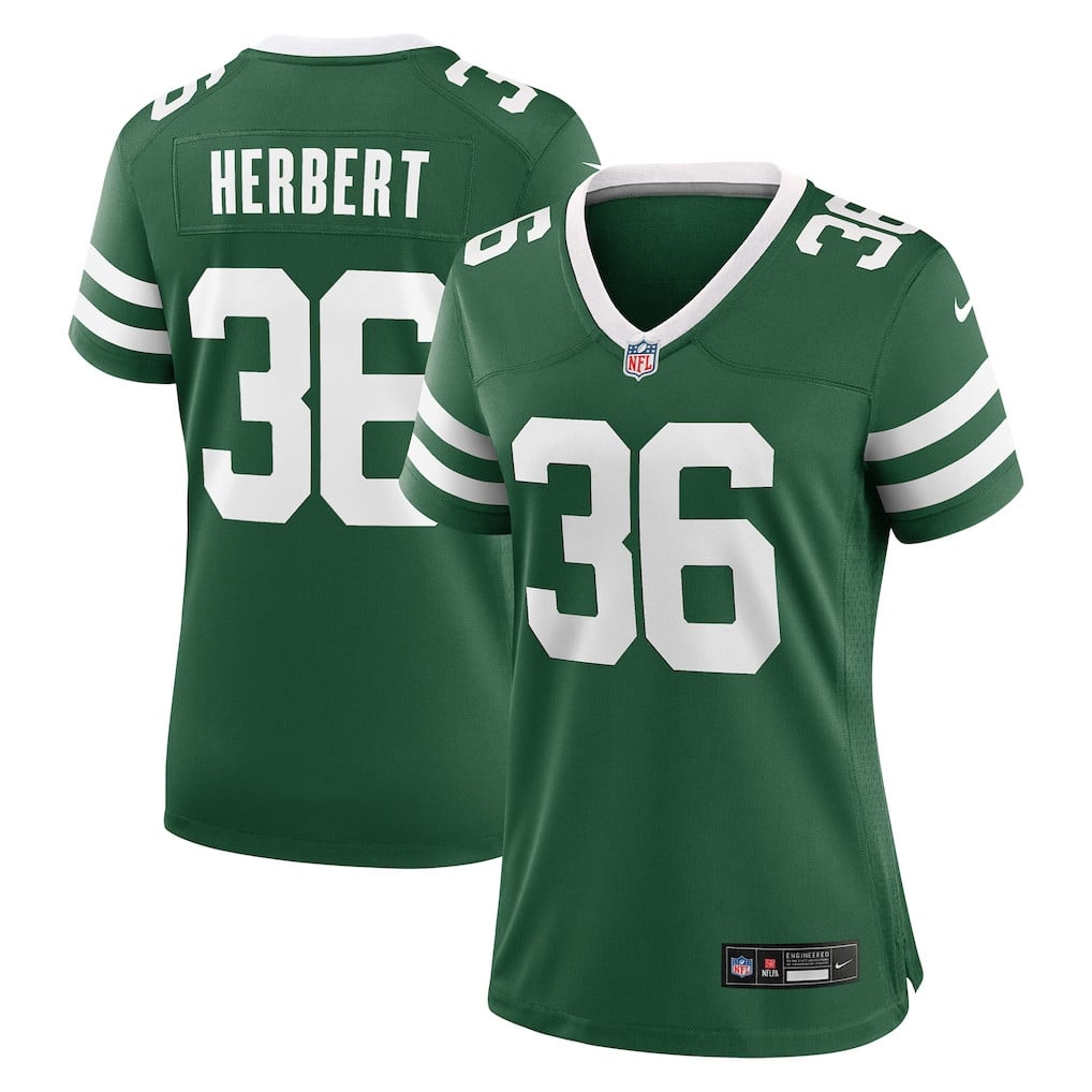 Khalil Herbert 36 New York Jets Women's Team Game Jersey - Legacy Green
