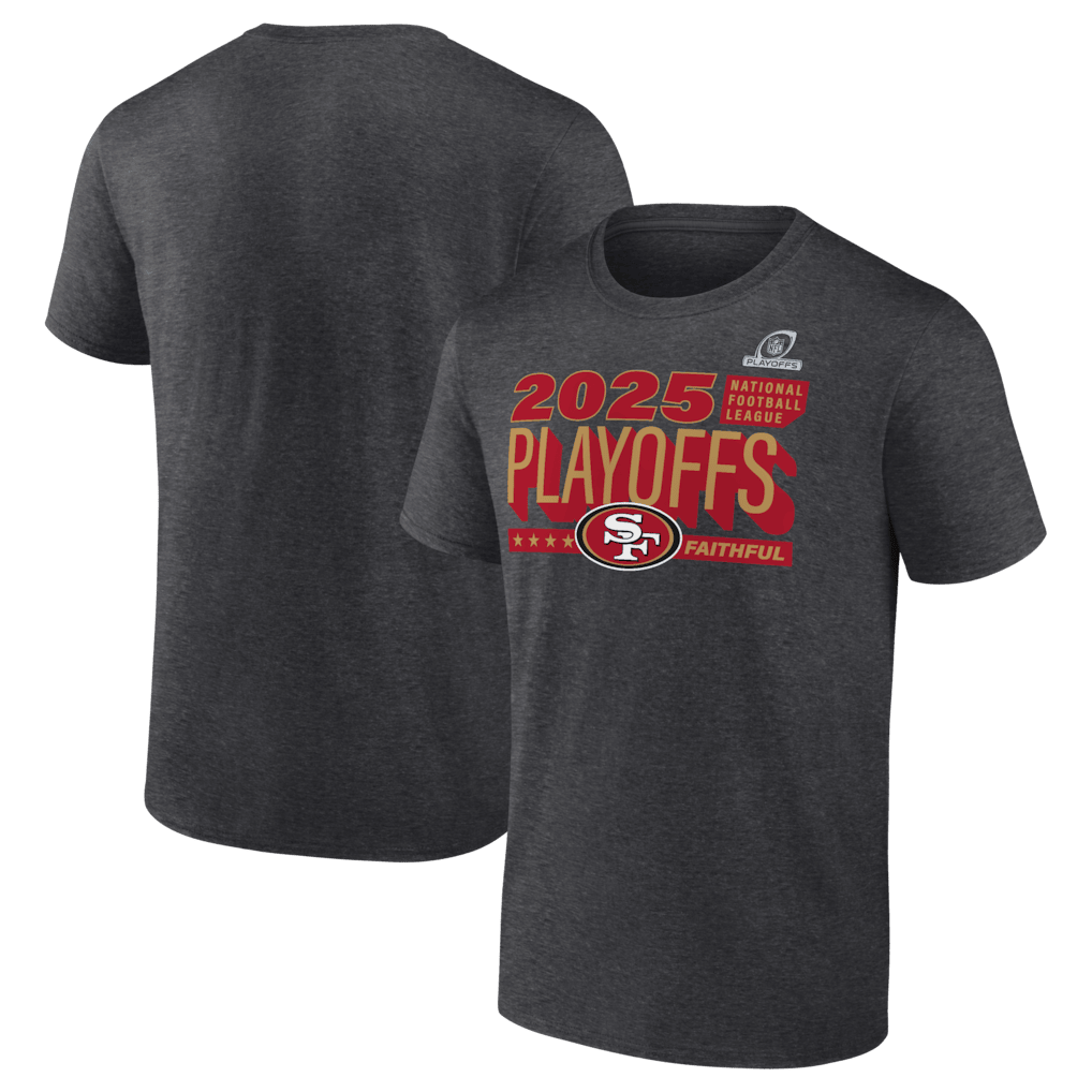 San Francisco 49ers 2025 Playoffs Ready T-Shirt - Heather Charcoal
