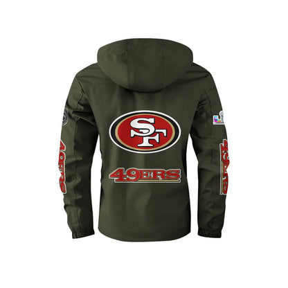 San Francisco 49ers 2026 Super Bowl LX Army Green Parka Coat – Printed Logos