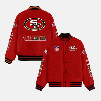 San Francisco 49ers Varsity Jacket – Fully Embroidered Logos, Fan Edition