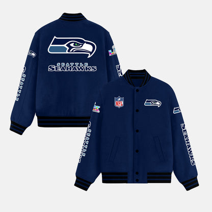 Seattle Seahawks Varsity Jacket – Fully Embroidered Logos, Fan Edition