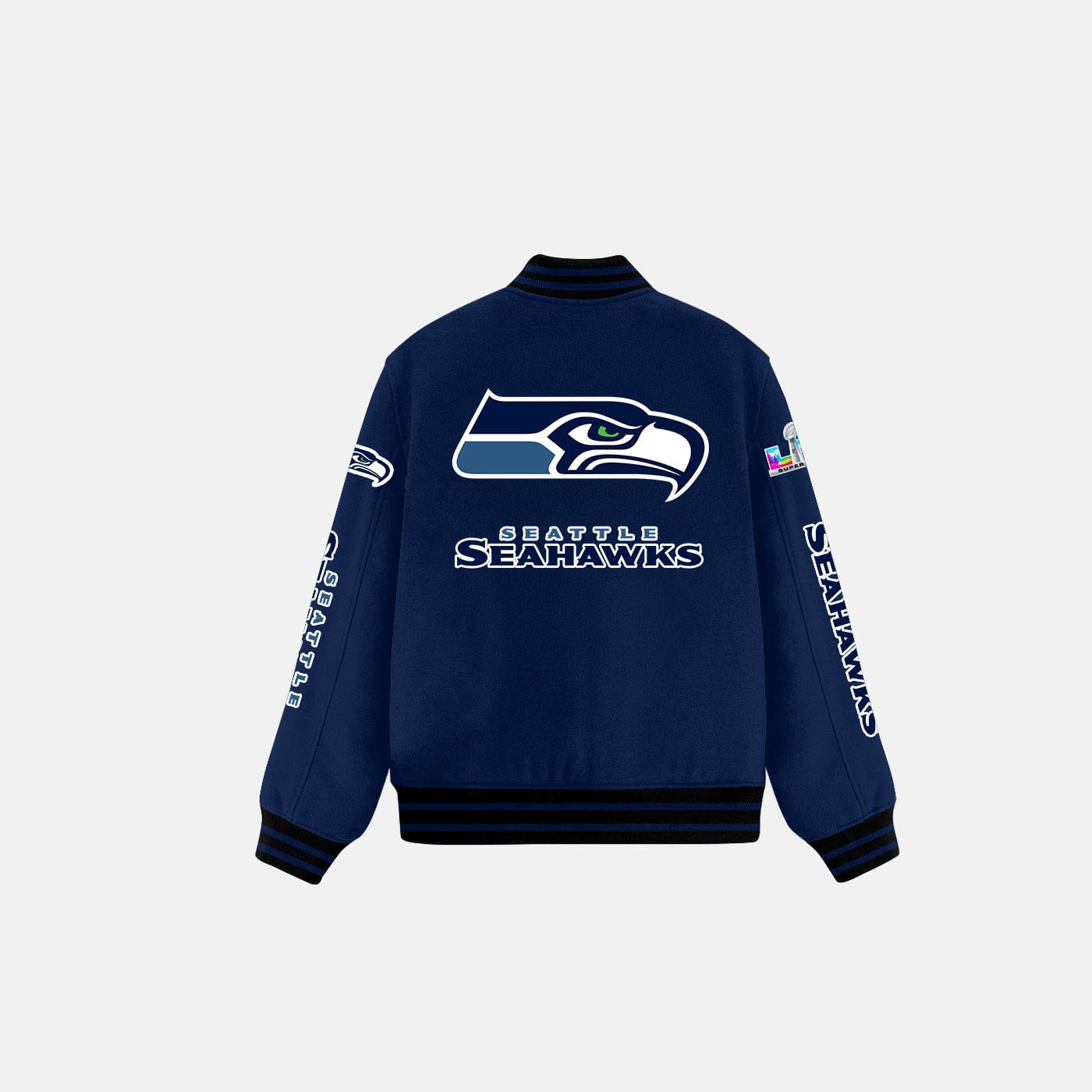 Seattle Seahawks Varsity Jacket – Fully Embroidered Logos, Fan Edition