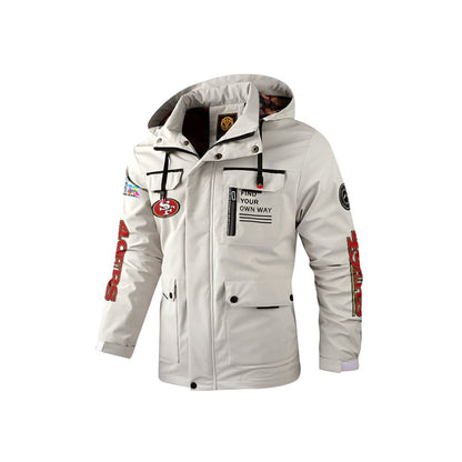 San Francisco 49ers 2026 Super Bowl LX White Parka Coat – Printed Logos