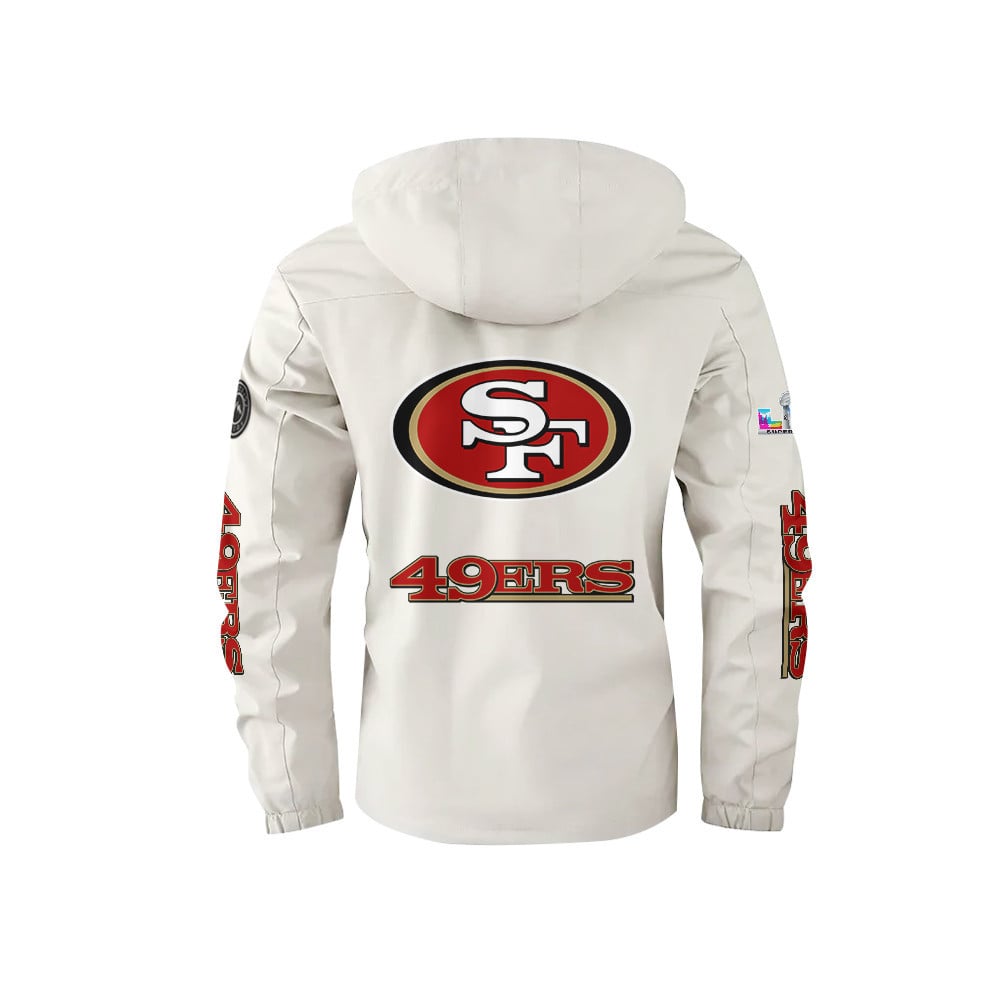 San Francisco 49ers 2026 Super Bowl LX White Parka Coat – Printed Logos