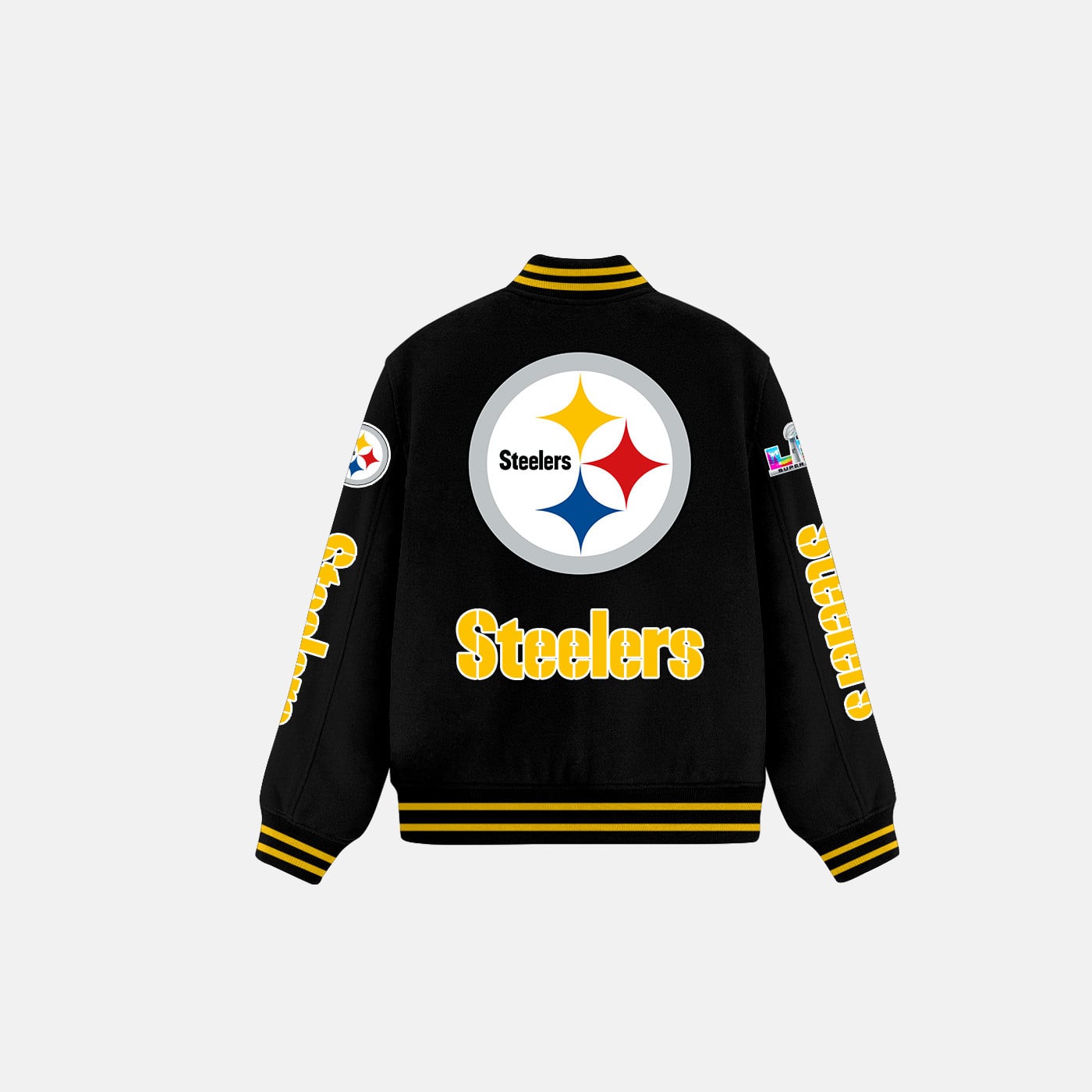 Pittsburgh Steelers Varsity Jacket – Fully Embroidered Logos, Fan Edition