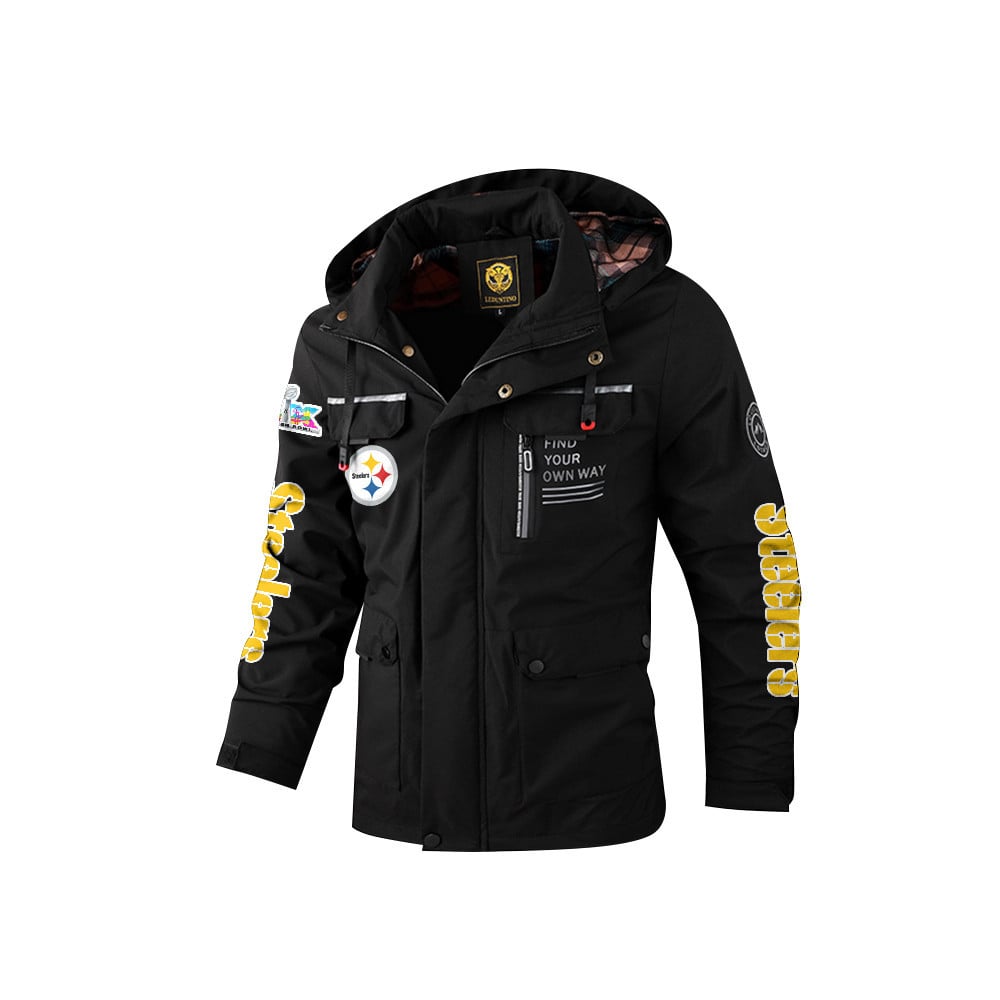 Pittsburgh Steelers 2026 Super Bowl LX Black Parka Coat – Printed Logos