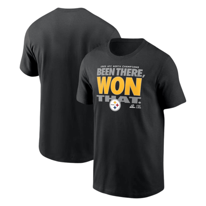 Pittsburgh Steelers 2025 AFC East Division Champions Locker Room Trophy Collection T-Shirt - Black