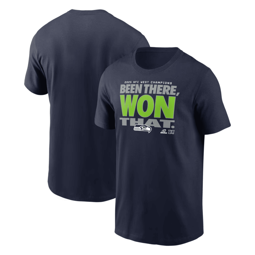Seattle Seahawks 2025 NFC West Division Champions Locker Room Trophy Collection T-Shirt - College Navy