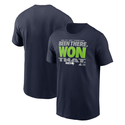 Seattle Seahawks 2025 NFC West Division Champions Locker Room Trophy Collection T-Shirt - College Navy
