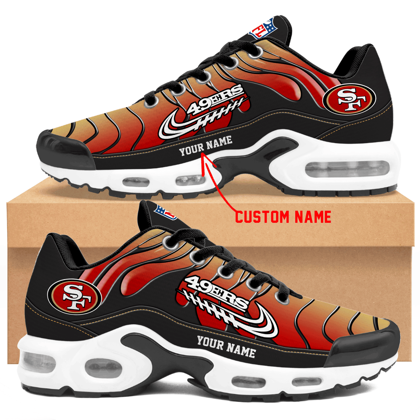 San Francisco 49ers Ombre Limited Edition Custom Name Air Max Shoes Sneakers For Men And Women
