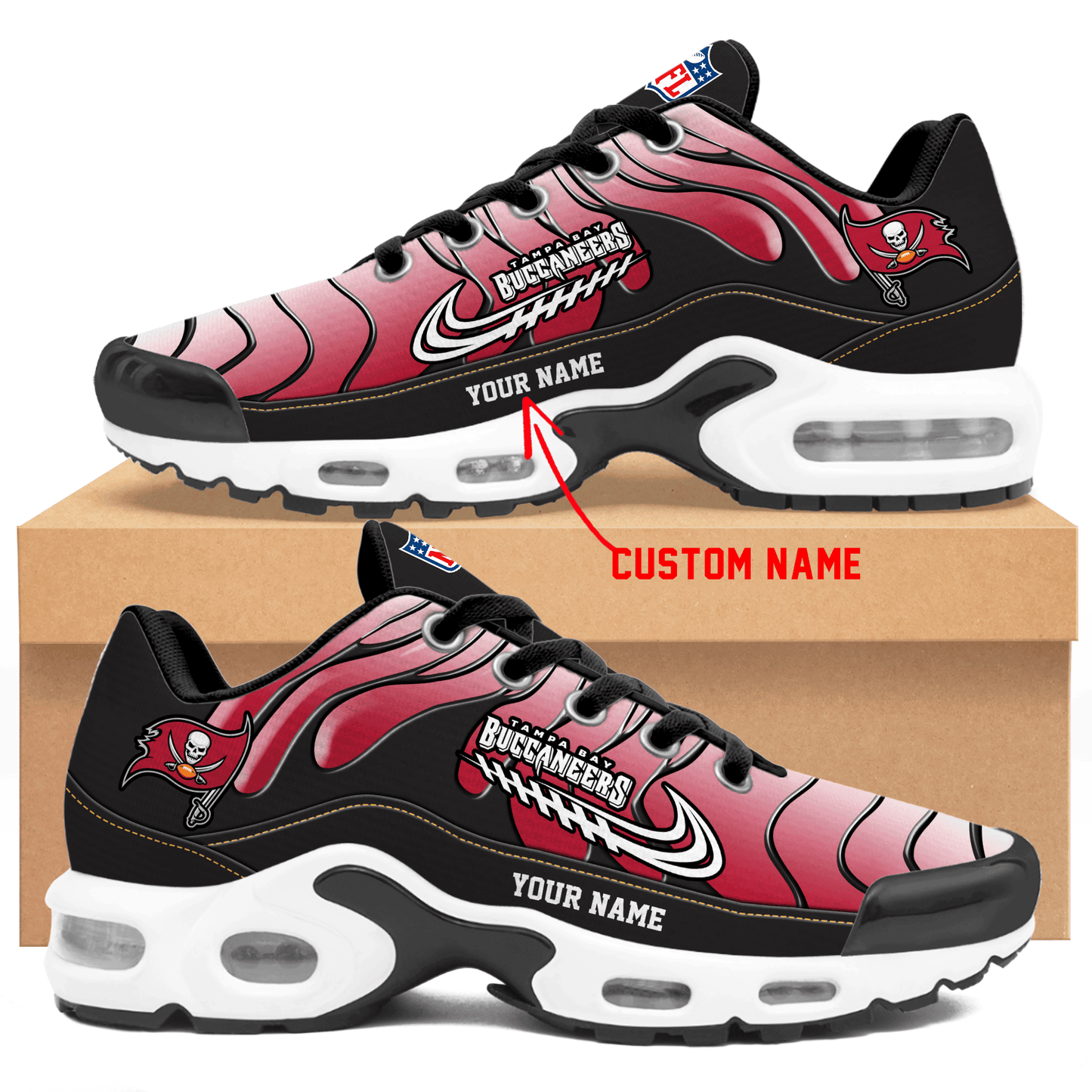 Tampa Bay Buccaneers Ombre Limited Edition Custom Name Air Max Shoes Sneakers For Men And Women