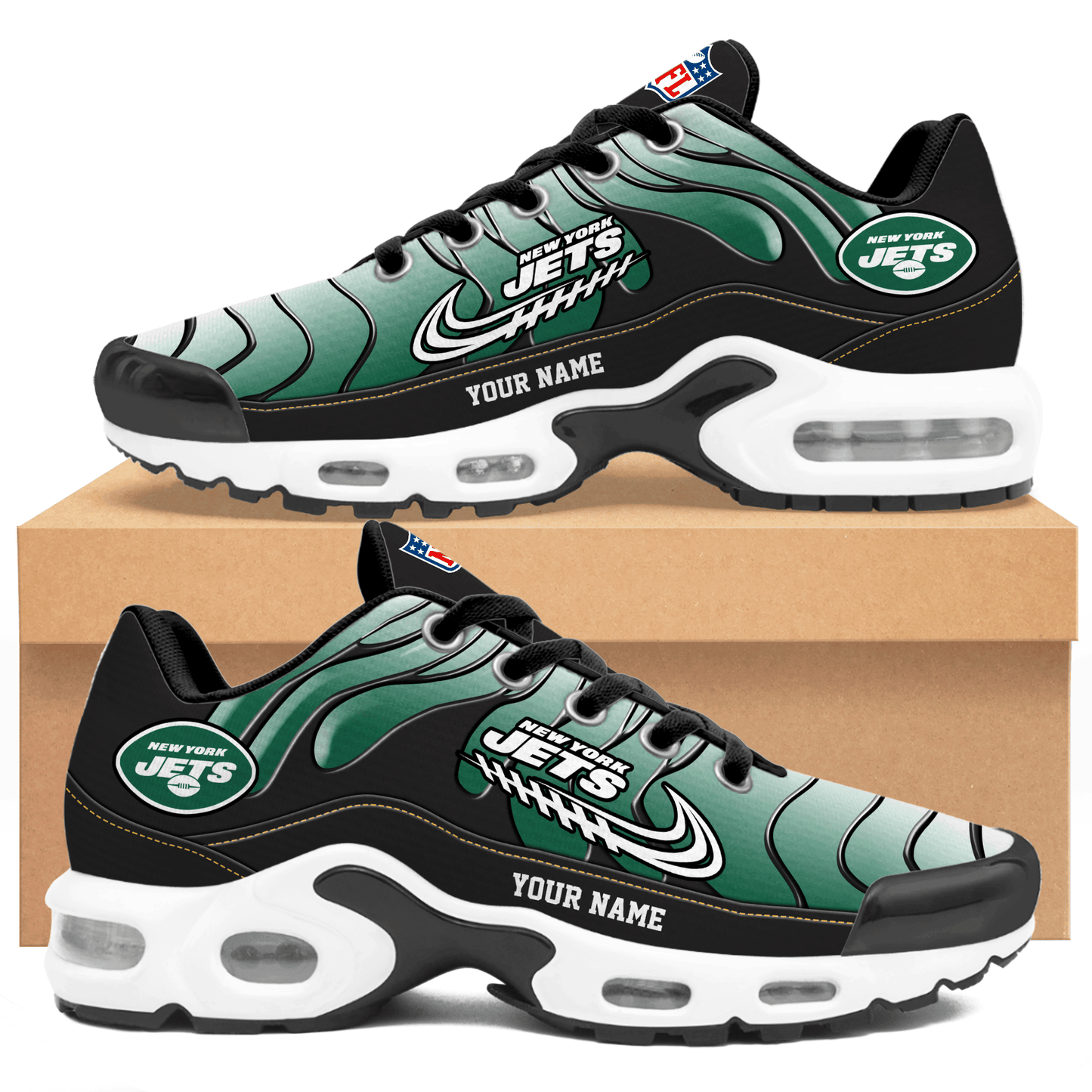 New York Jets Ombre Limited Edition Custom Name Air Max Shoes Sneakers For Men And Women