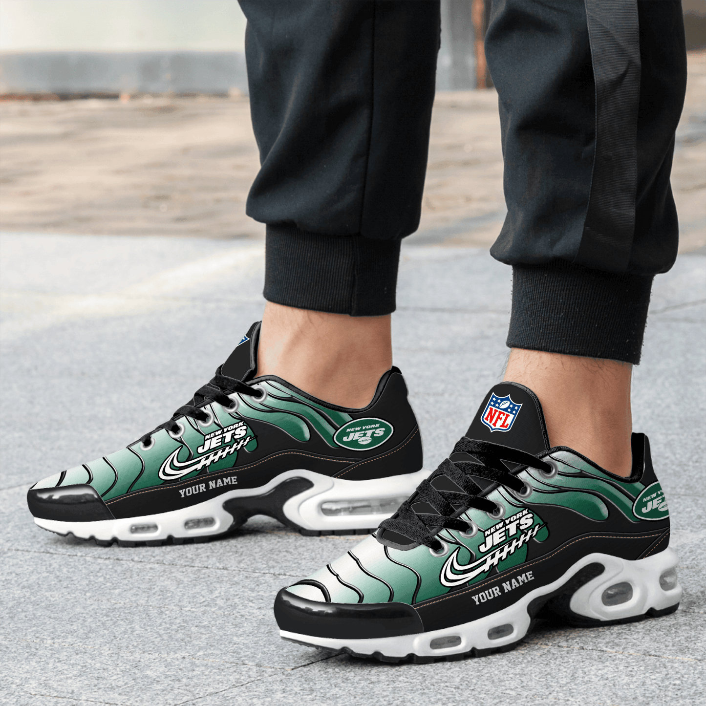 New York Jets Ombre Limited Edition Custom Name Air Max Shoes Sneakers For Men And Women