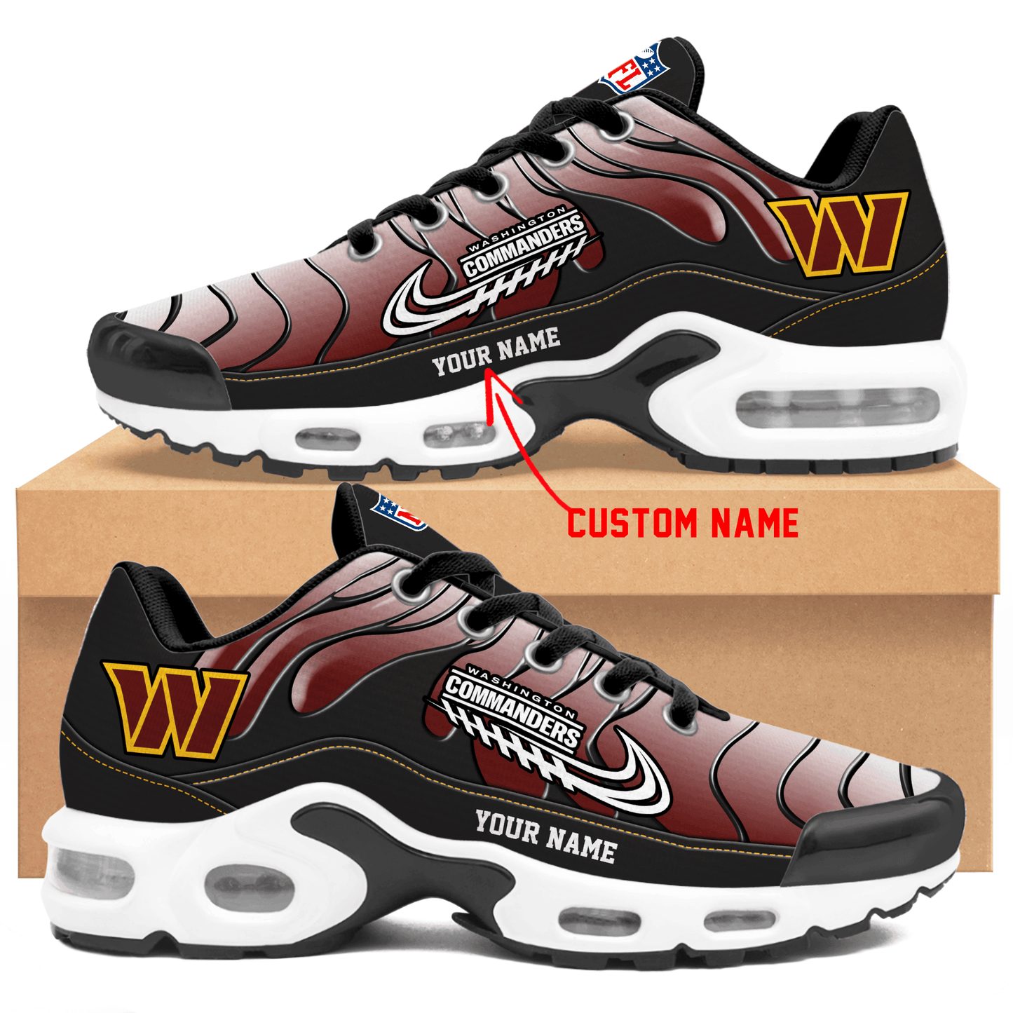 Washington Commanders Ombre Limited Edition Custom Name Air Max Shoes Sneakers For Men And Women
