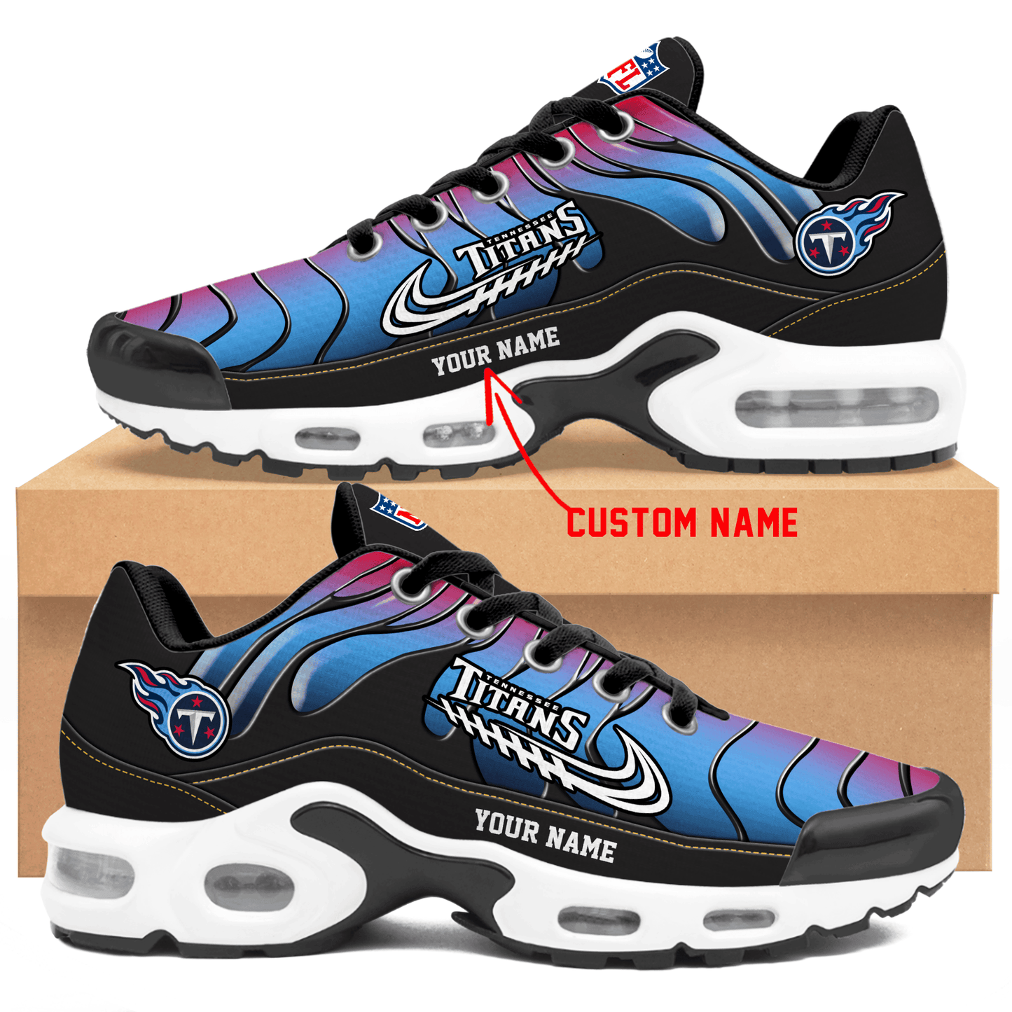 Tennessee Titans Ombre Limited Edition Custom Name Air Max Shoes Sneakers For Men And Women