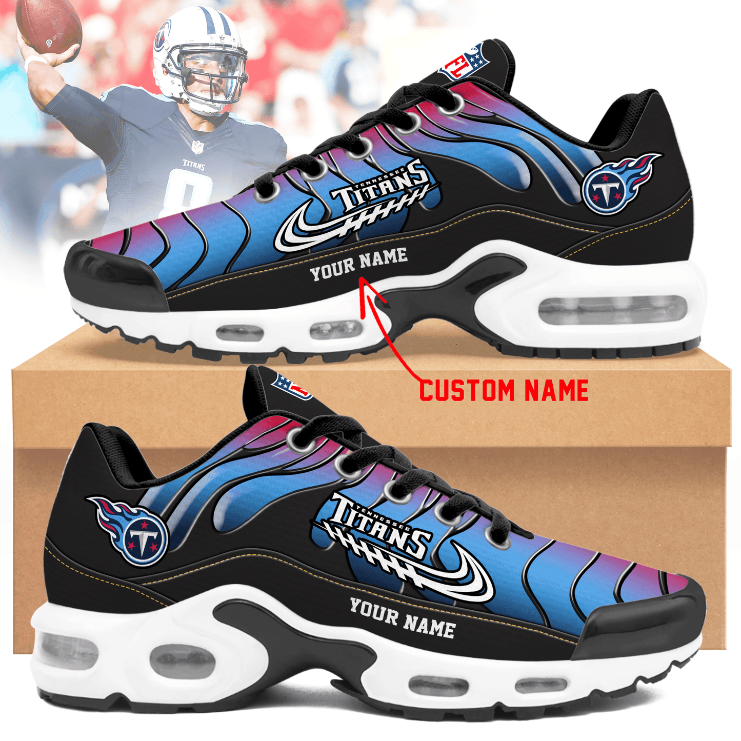 Tennessee Titans Ombre Limited Edition Custom Name Air Max Shoes Sneakers For Men And Women
