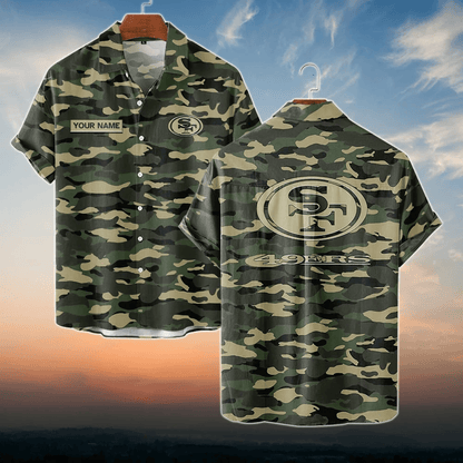 San Francisco 49ers NFL Dark Camo Custom Name Hawaiian Shirt