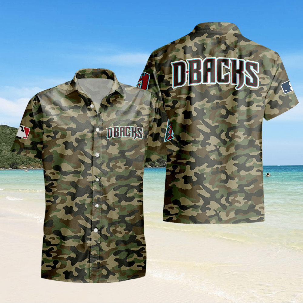 Arizona Diamondbacks Camo Hawaiian Shirt - Green