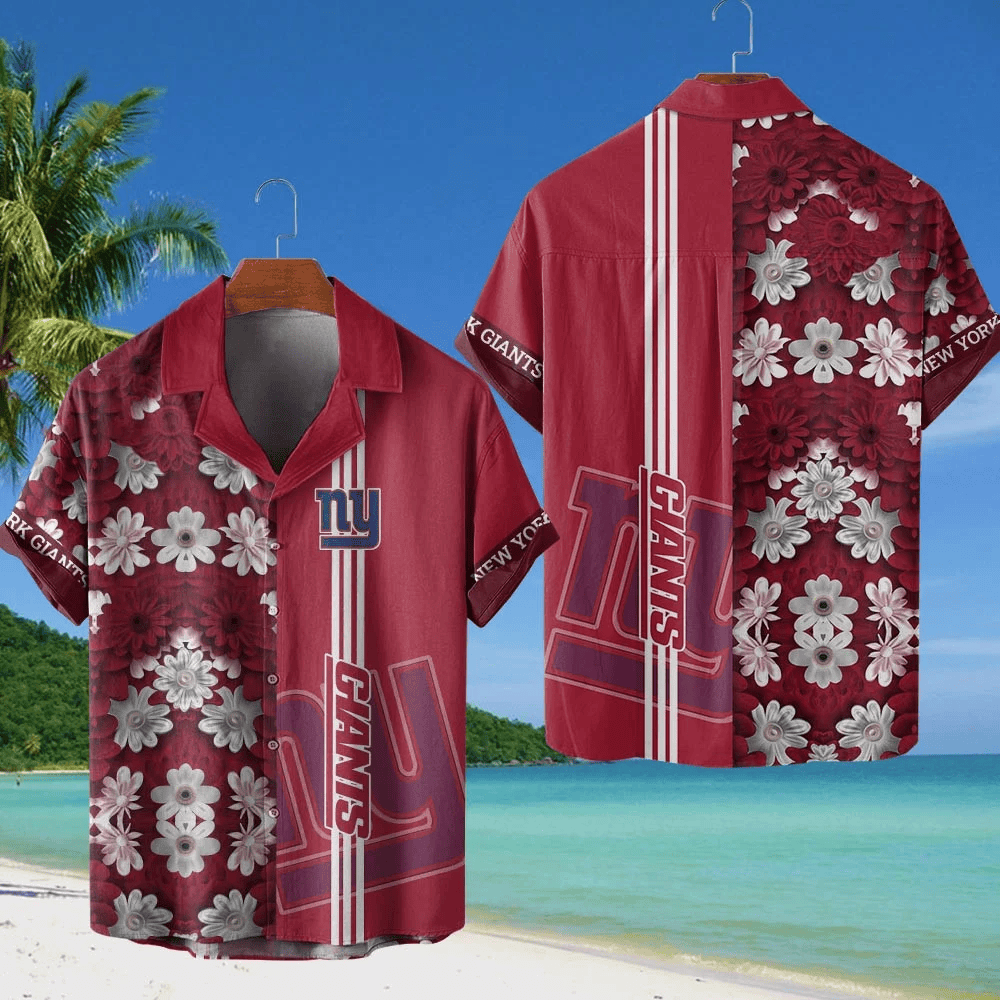 New York Giants NFL Flower Hawaiian Shirt - Red