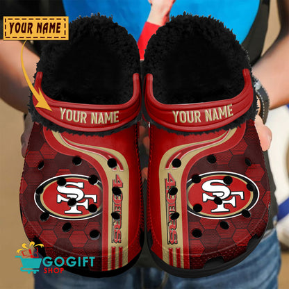San Francisco 49ers Honeycomb Pattern Custom Name Fleece Crocs Clogs Shoes