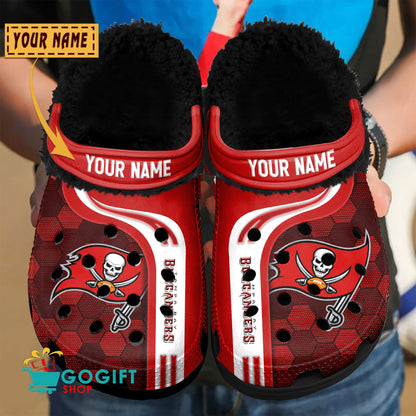 Tampa Bay Buccaneers Honeycomb Pattern Custom Name Fleece Crocs Clogs Shoes