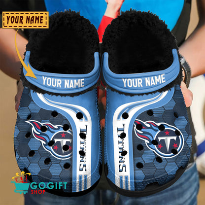 Tennessee Titans Honeycomb Pattern Custom Name Fleece Crocs Clogs Shoes