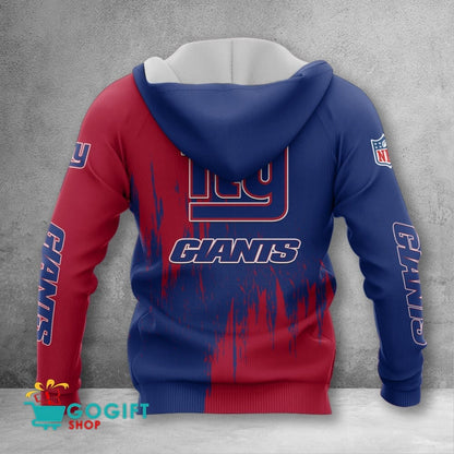 New York Giants Custom Name Scratched Color 3D Printed Pullover Hoodie