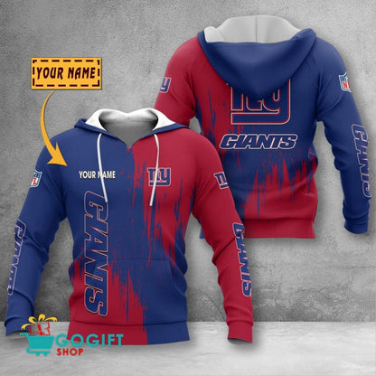 New York Giants Custom Name Scratched Color 3D Printed Pullover Hoodie