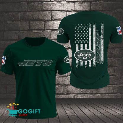 New York Jets US Flag Vintage Style All Over Printed T-shirt