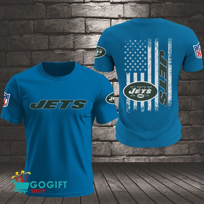 New York Jets US Flag Vintage Style All Over Printed T-shirt
