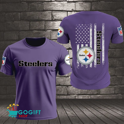 Pittsburgh Steelers US Flag Vintage Style All Over Printed T-shirt