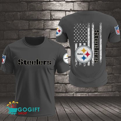 Pittsburgh Steelers US Flag Vintage Style All Over Printed T-shirt