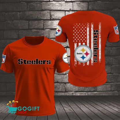 Pittsburgh Steelers US Flag Vintage Style All Over Printed T-shirt