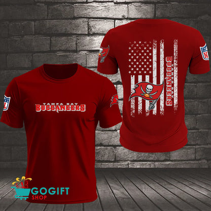 Tampa Bay Buccaneers US Flag Vintage Style All Over Printed T-shirt