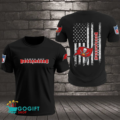 Tampa Bay Buccaneers US Flag Vintage Style All Over Printed T-shirt